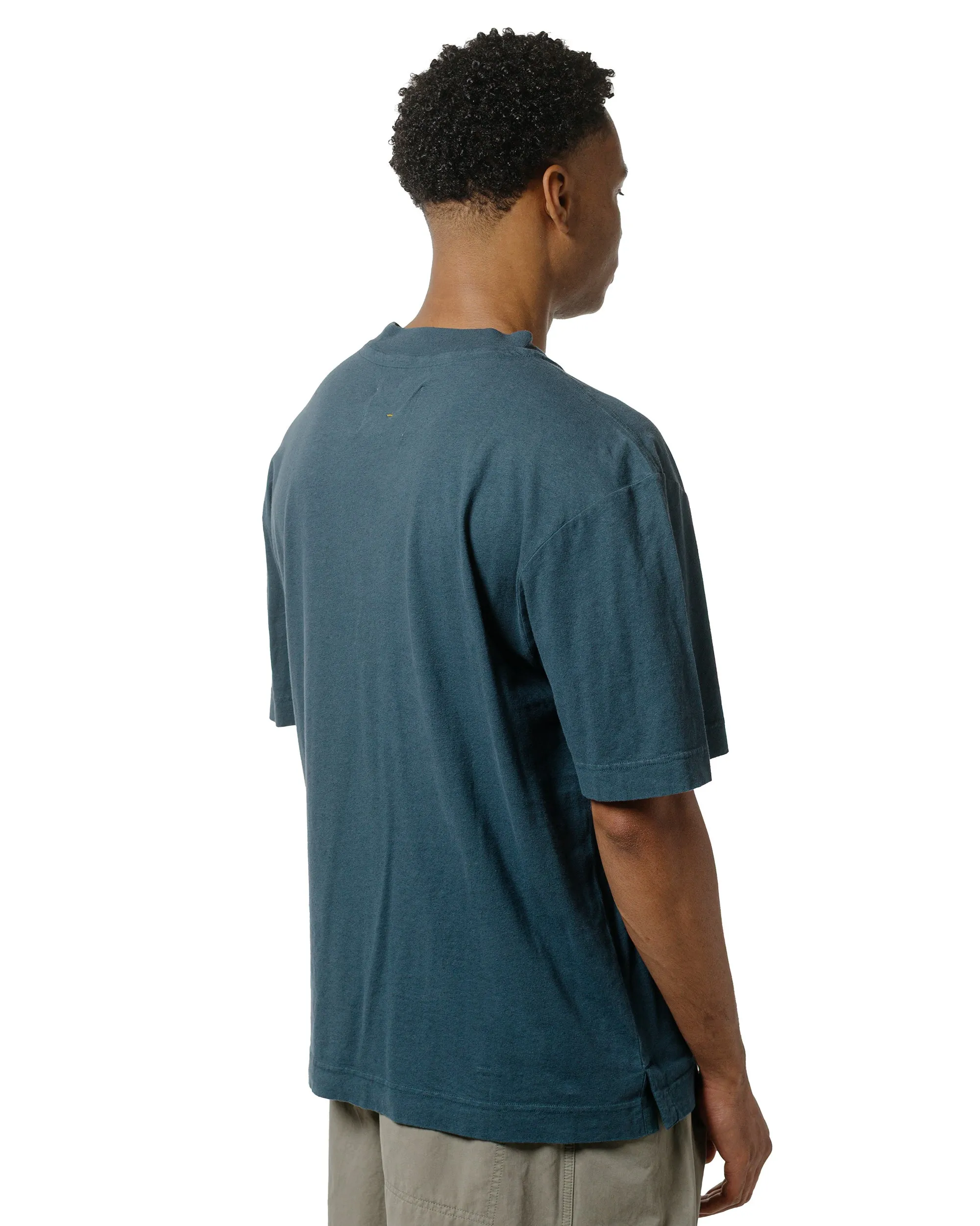 MHL Simple T-Shirt Organic Cotton Linen Jersey Mineral Blue Heathered Texture Trendy Casual Wear