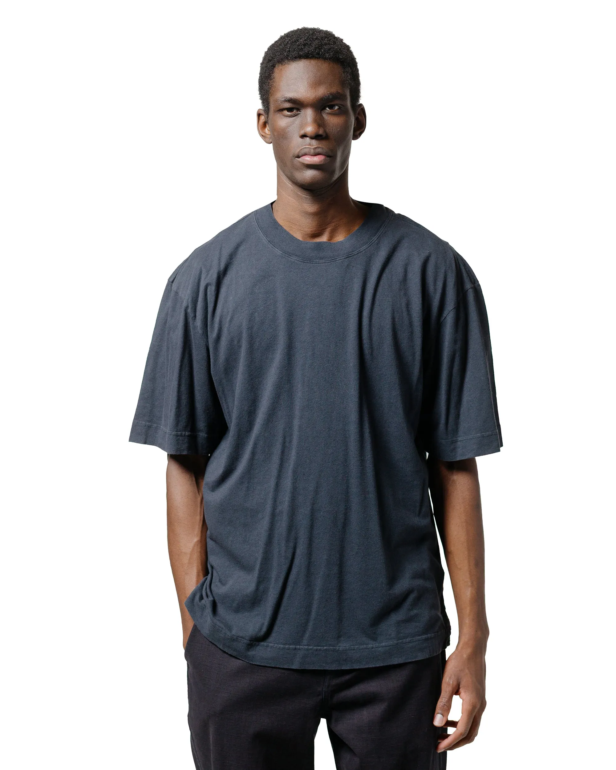 MHL Simple T-Shirt Organic Cotton Linen Jersey Navy stain resistant coating Cozy and Light