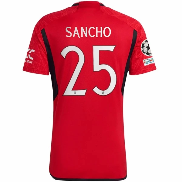 Comfort Plus Flex Ribbed Cuffs adidas Manchester United Jadon Sancho Home Jersey 23/24 w/ Champions League Patches (Team College Red)