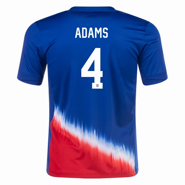Nike Youth United States Tyler Adams Away Jersey 24/25 (Old Royal/Sport Red) Soft Inner Lining Lean Motion