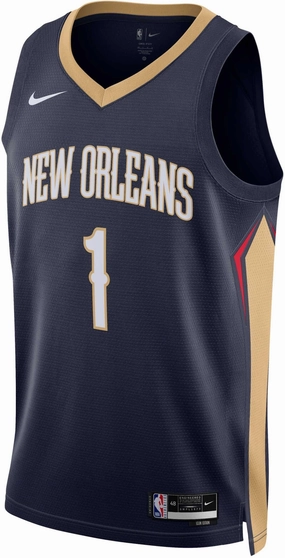 Hybrid Fabric Blends Ultra Soft Feel Men's NBA New Orleans Pelicans Zion Williamson Icon Edition Swingman Jersey