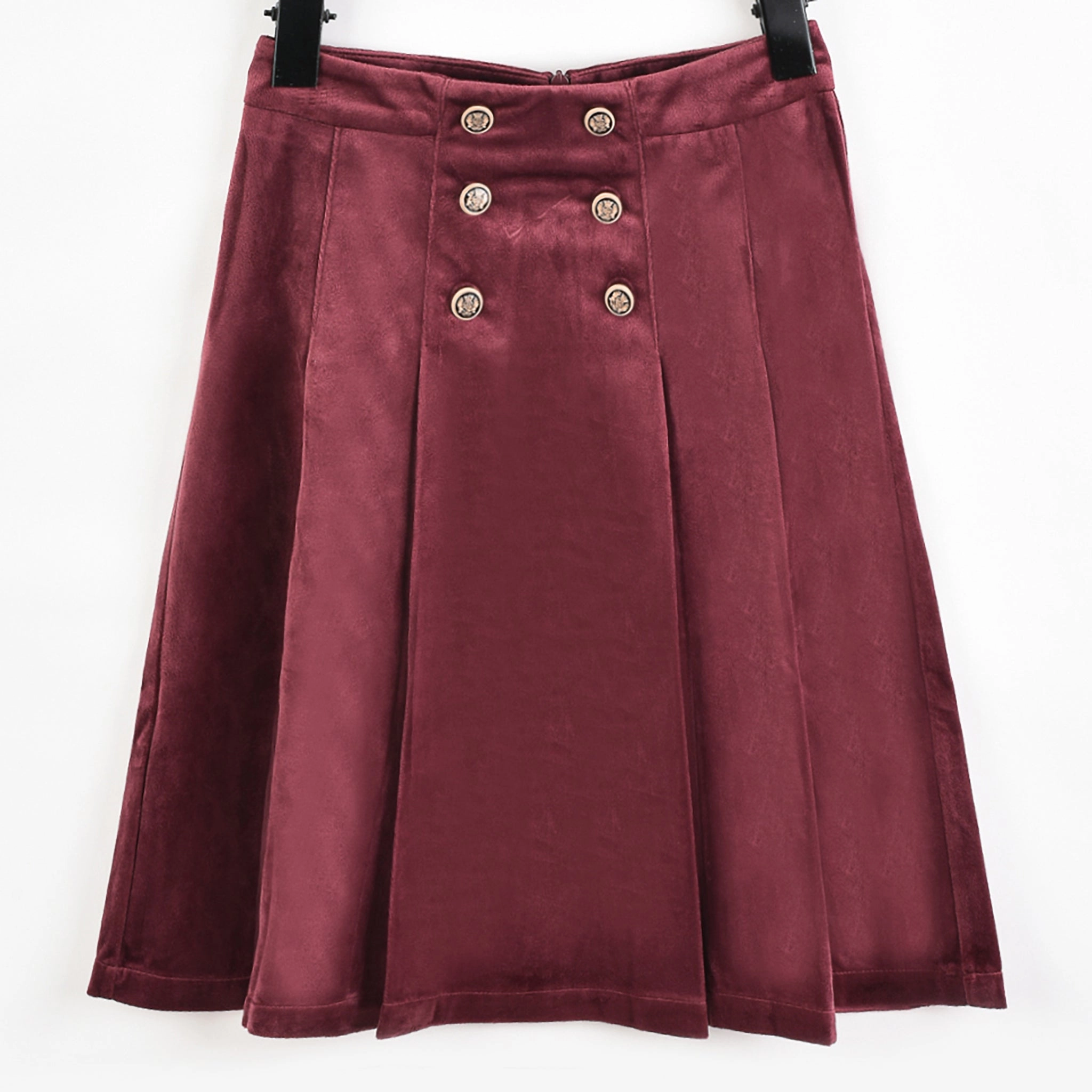Miles Velvet Pleated Skirt Durable Stitching Shopping Trip