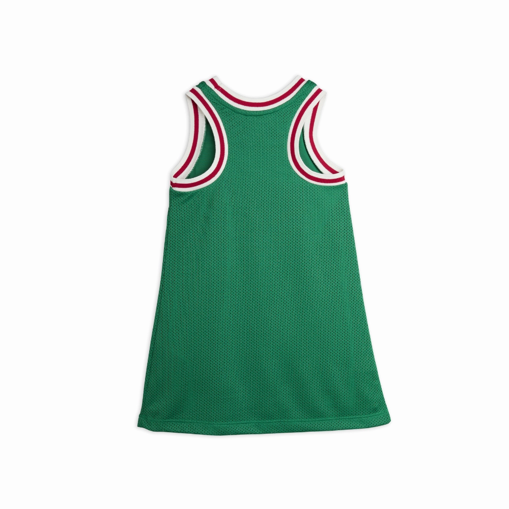 Smart and Relaxed Functional Fit Mini Rodini Basketball Mesh sp Tank Dress, Green