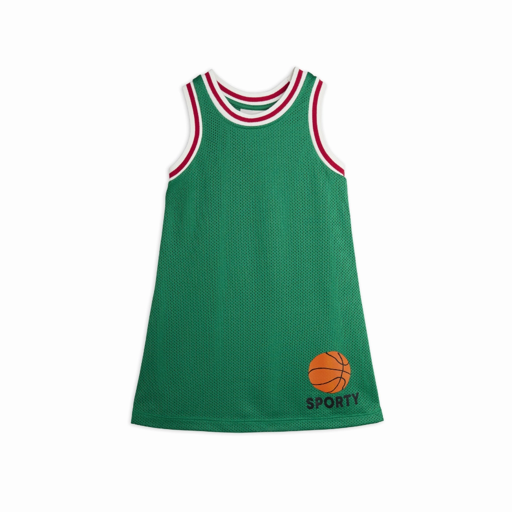 High Cut Mini Rodini Basketball Mesh sp Tank Dress, Green