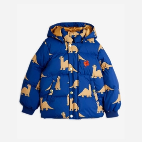 Moisture wicking Mini Rodini Dinos aop hooded puffer, Blue