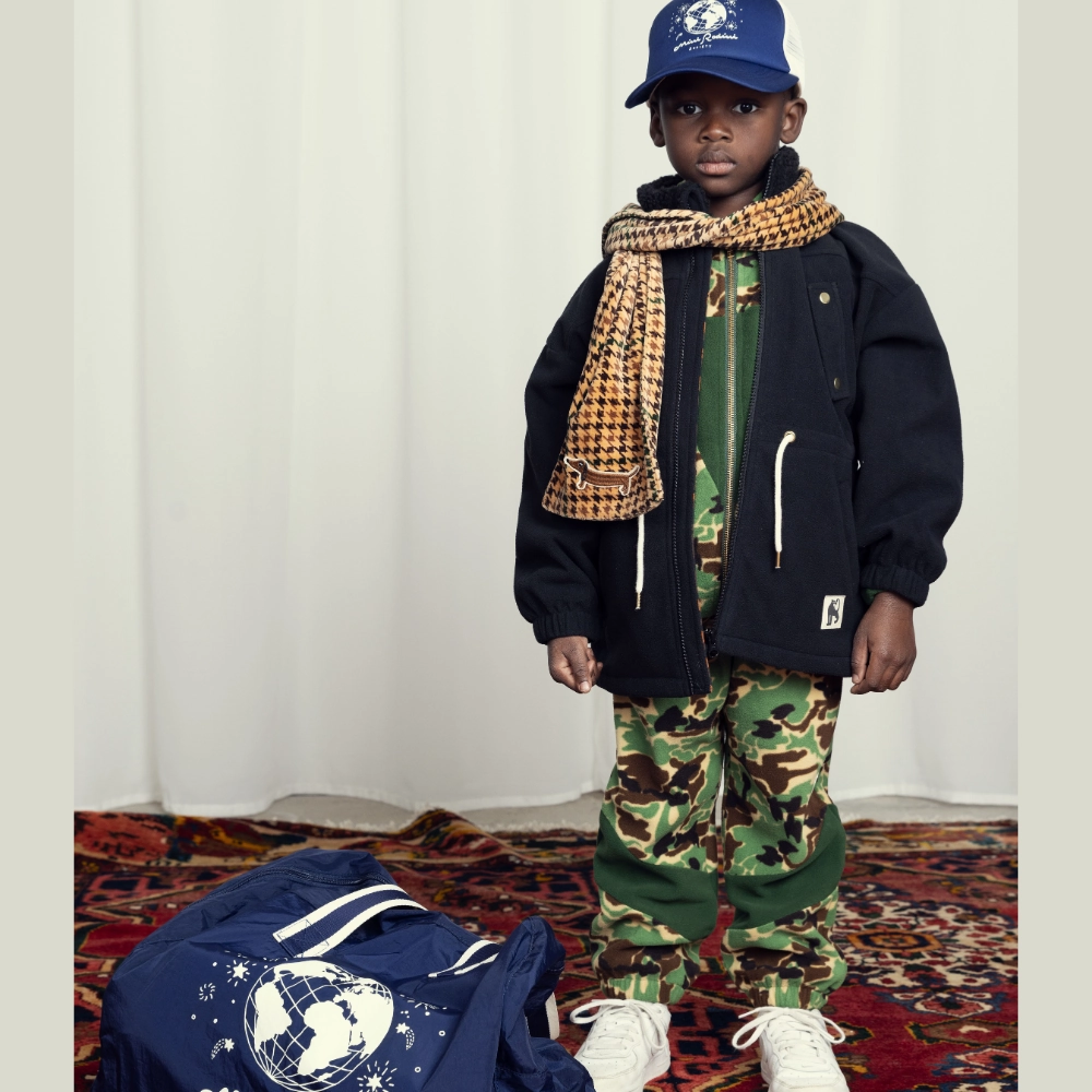 Mild Day Outfit Mini Rodini Wind fleece jacket, Black