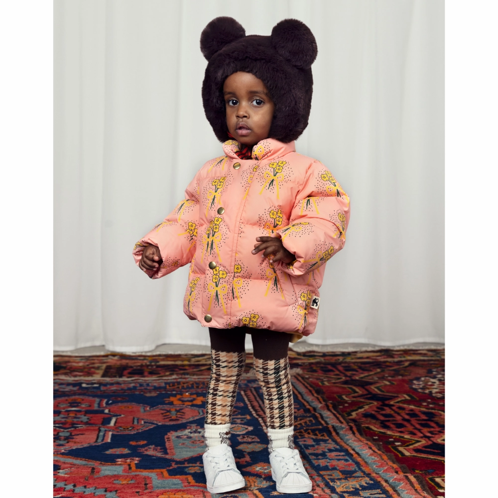 Mini Rodini Winter flowers aop city puffer jacket, Pink Easy Care Material Ventilation System