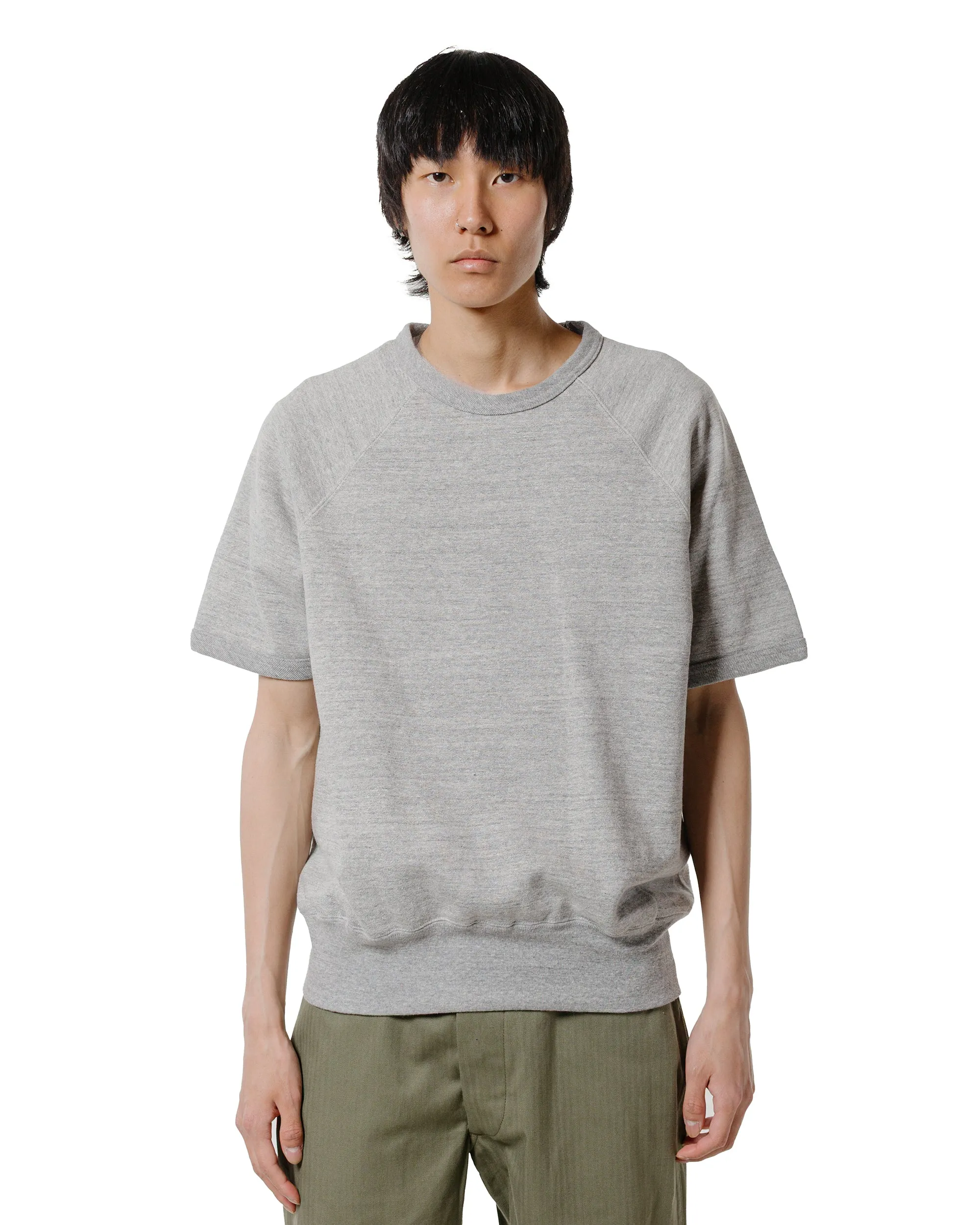 The Real McCoy??s MC24120 9 Oz. Loopwheel S/S Sweatshirt Gray uncollared