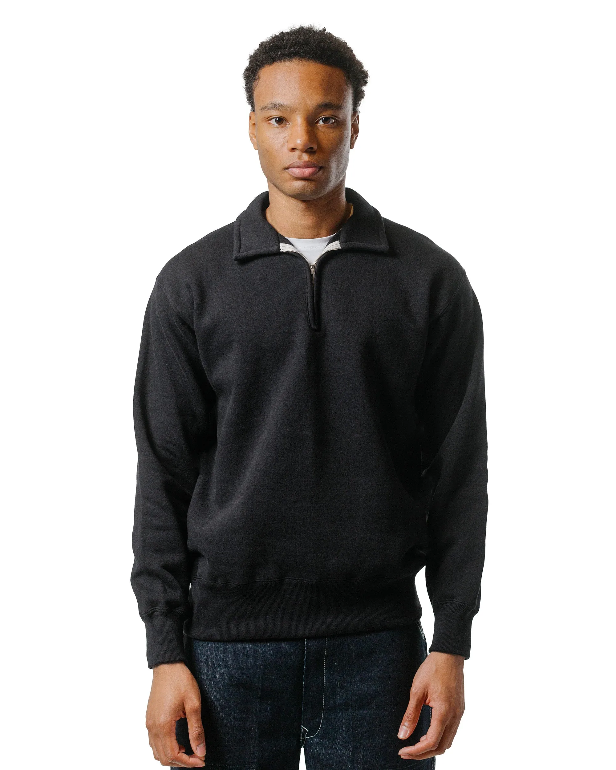 Comfy All Day The Real McCoy??s MC24115 10 Oz. Loopwheel 1/4 Zip Sweatshirt Black