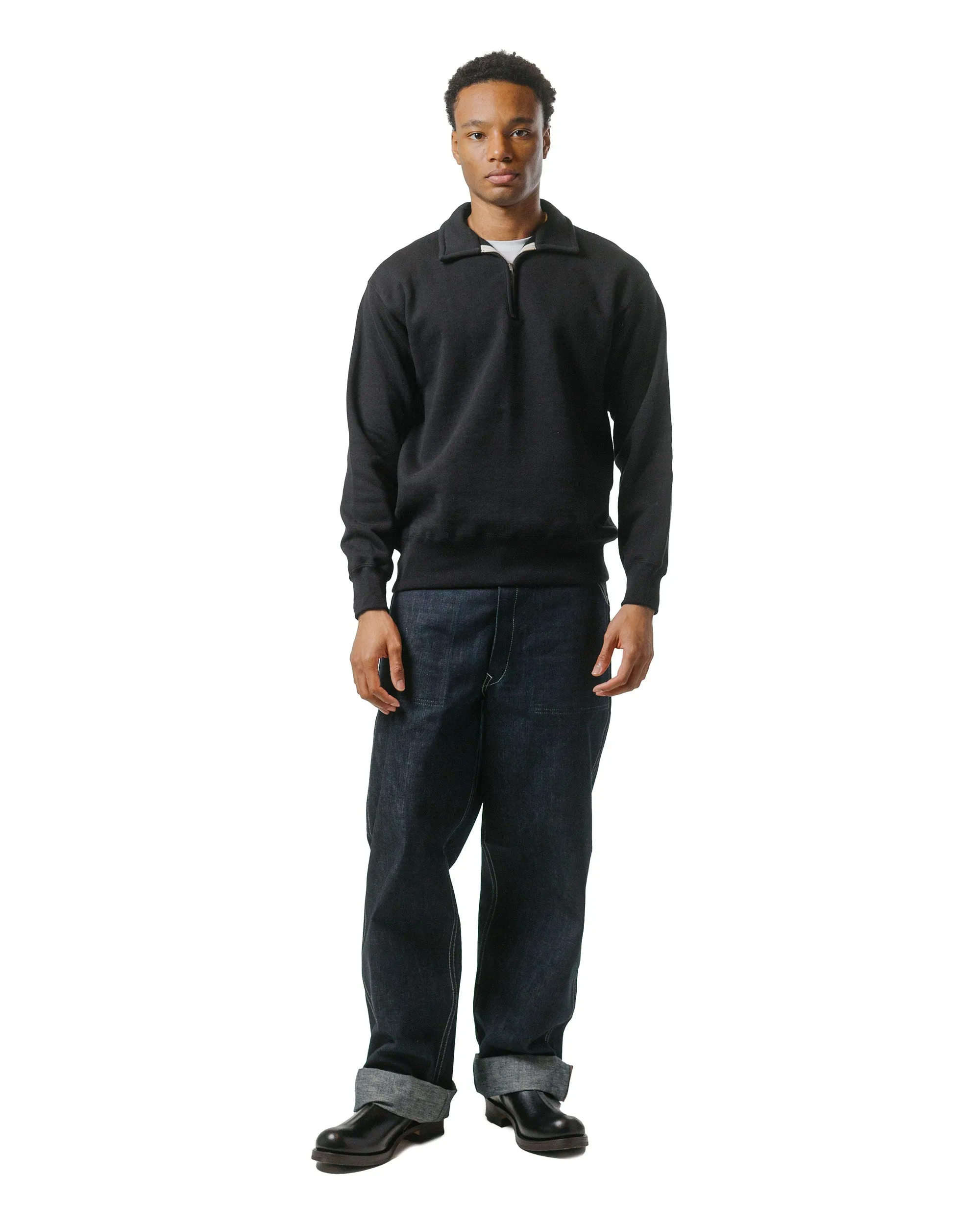 Layer Bold The Real McCoy??s MC24115 10 Oz. Loopwheel 1/4 Zip Sweatshirt Black