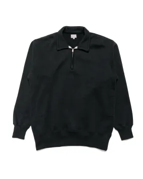 The Real McCoy??s MC24115 10 Oz. Loopwheel 1/4 Zip Sweatshirt Black clip accents
