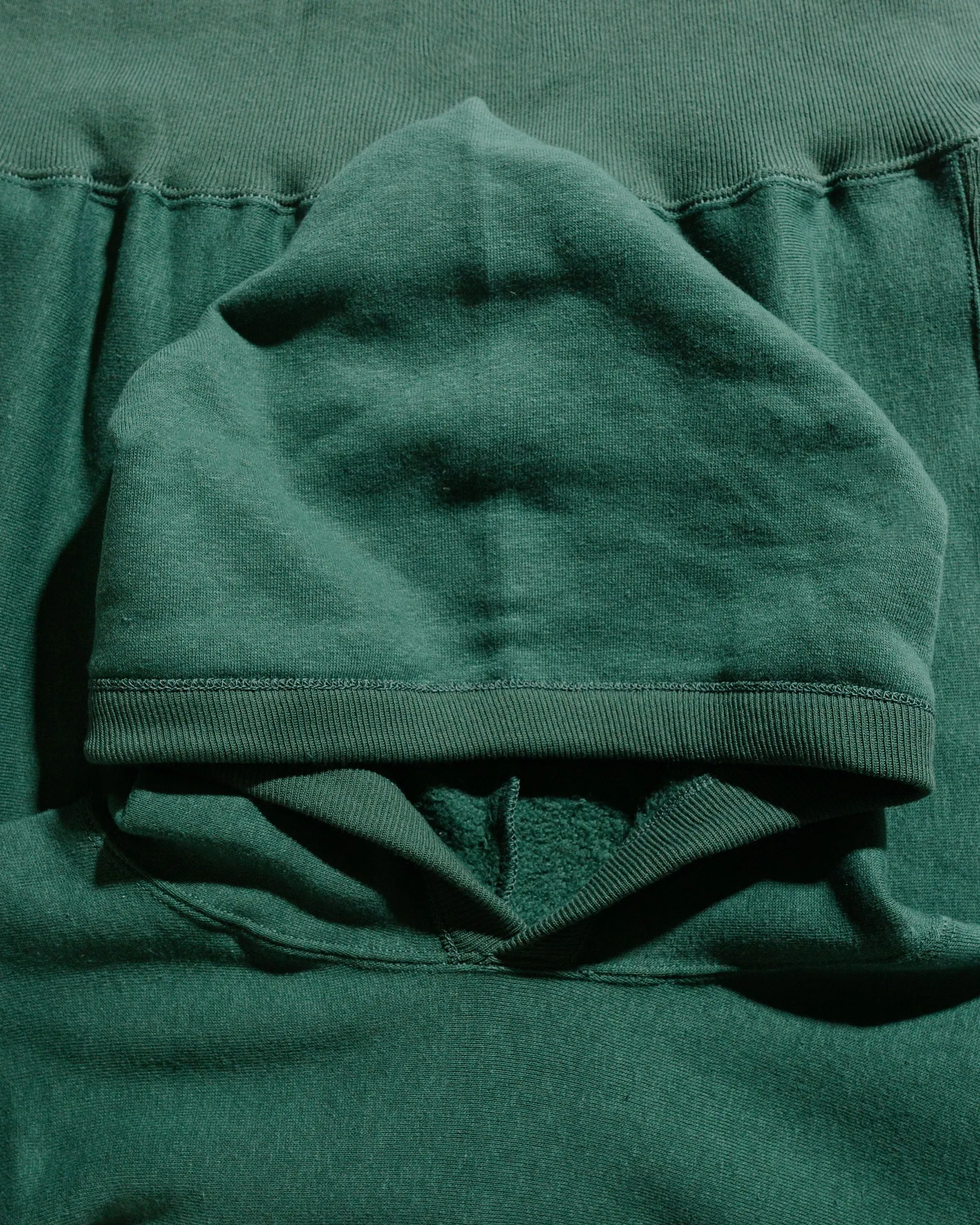 Warehouse Lot. JG-CS17 Rib-Trimmed RW Hoodie No Print Dark Green Comfy Look