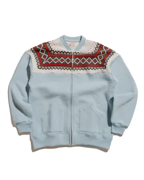 The Real McCoy??s MC24112 Printed Snow Pattern F/Z Sweatshirt Saxe Stretchy product retro nostalgia