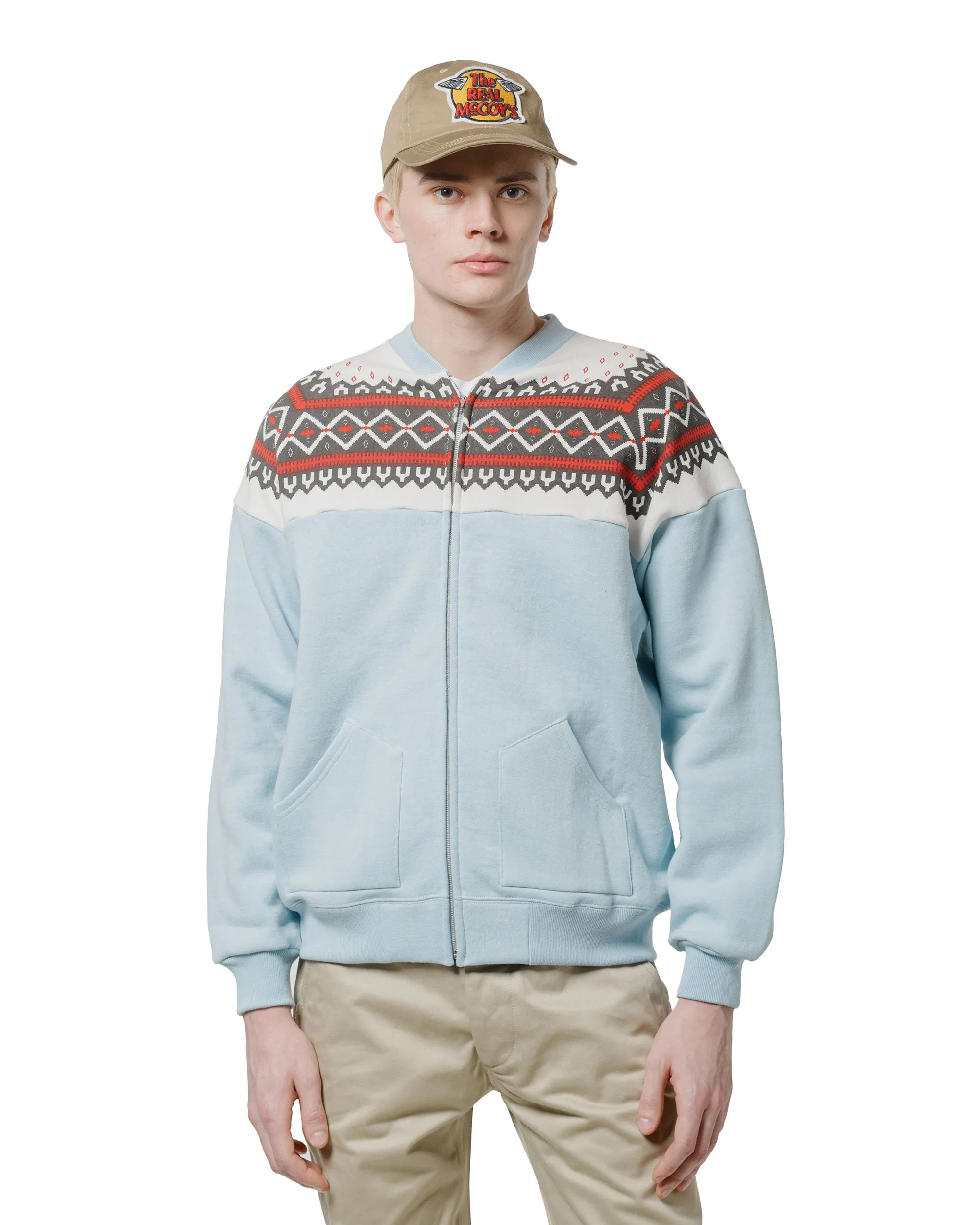 The Real McCoy??s MC24112 Printed Snow Pattern F/Z Sweatshirt Saxe Classic Active Cool Shades