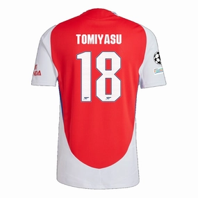 Cozy Layers adidas Arsenal Authentic Takehiro Tomiyasu Home Jersey w/ Champions League Patches 24/25 (Better Scarlet/White)