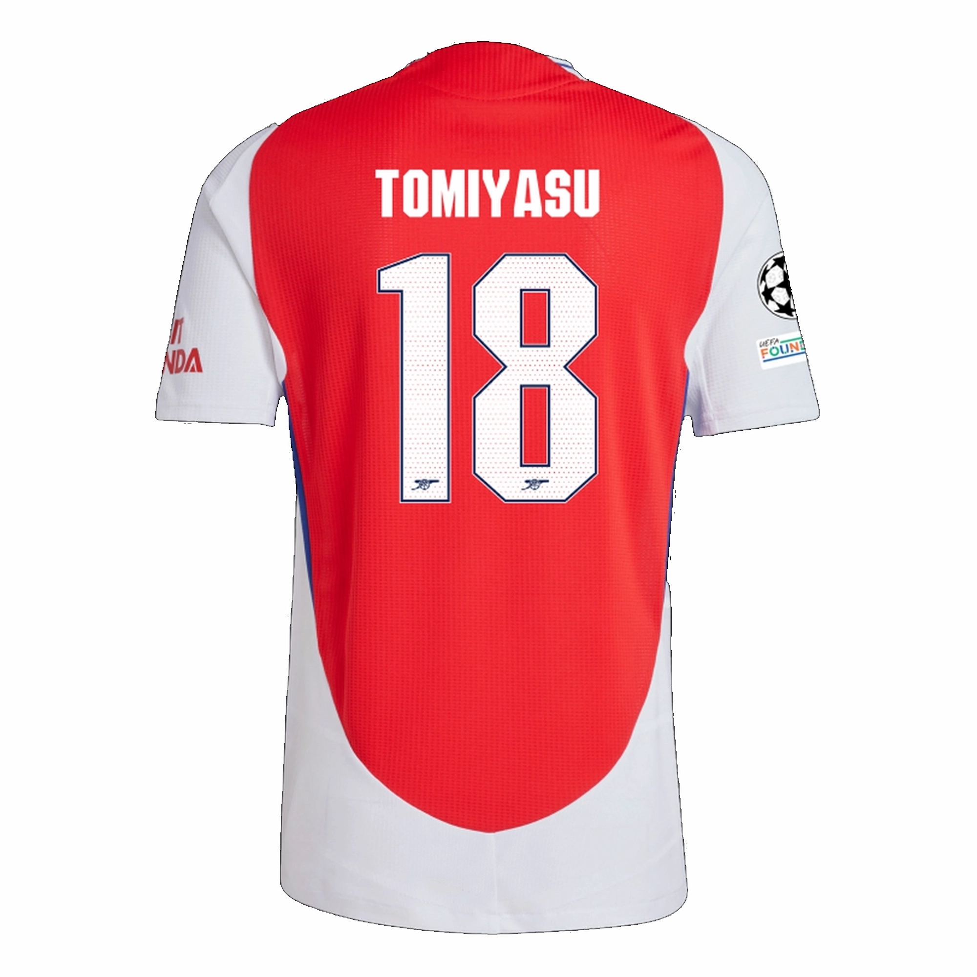 Cozy Layers adidas Arsenal Authentic Takehiro Tomiyasu Home Jersey w/ Champions League Patches 24/25 (Better Scarlet/White)