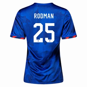 Ergonomic Articulated Fit Nike Womens United States Trinity Rodman 4 Star Away Jersey 23/24 w/ 2019 World Cup Champion Patch (Hyper Royal/Loyal Blue)