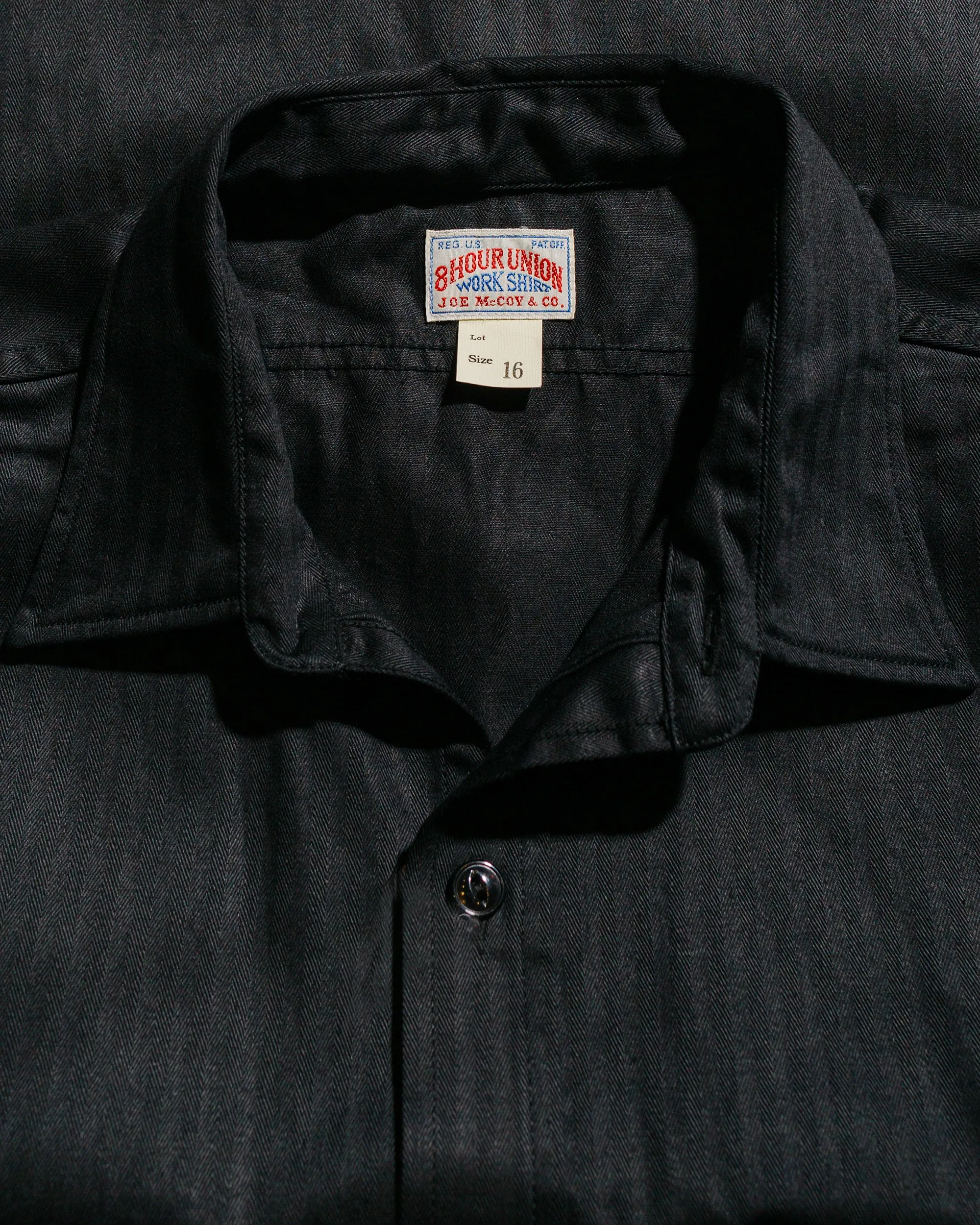 The Real McCoy's MS25013 8HU HBT Work Shirt S/S Black Brushed Inner Lining