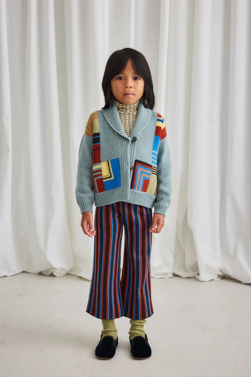 Misha & Puff Patchwork Shawl Collar Cardigan, Overcast ShrinkResistantFabric