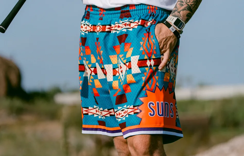 Mitchell & Ness x Manor "Suns  Game Day Shorts" M - Blue / Purple Thermal regulation