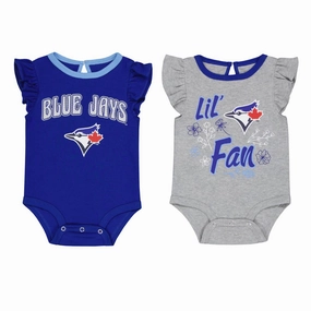 Sweat Management Technology MLB - Girls' (Infant) Toronto Blue Jays Little Fan 2 Pack Creeper Set (HK3N1SCK6 TBJ)