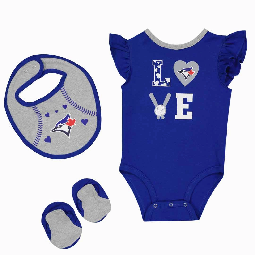 MLB - Girls' (Infant) Toronto Blue Jays Love Of Baseball Creeper Set (HK3N1SCK7 TBJ) sporty wear Laser Cut Edge