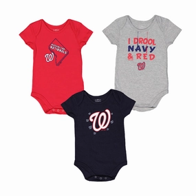 MLB - Kids' (Infant) Washington Nationals 3 Pack Creeper (K327AN 28) Stretch Comfort Core Feel
