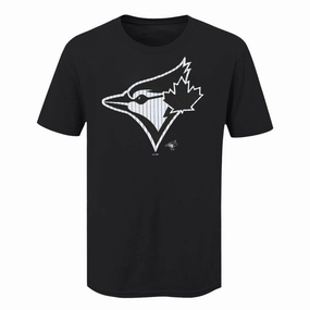 MLB - Men's Toronto Blue Jays Pinstripe T-Shirt (XVML0B7MSC1A1PB 00BLK) Training Look
