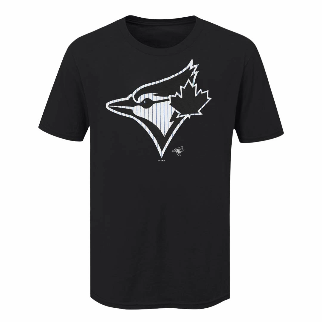 Non Restrictive Movement Outdoor Comfort MLB - Men's Toronto Blue Jays Pinstripe T-Shirt (XVML0B7MSC1A1PB 00BLK)
