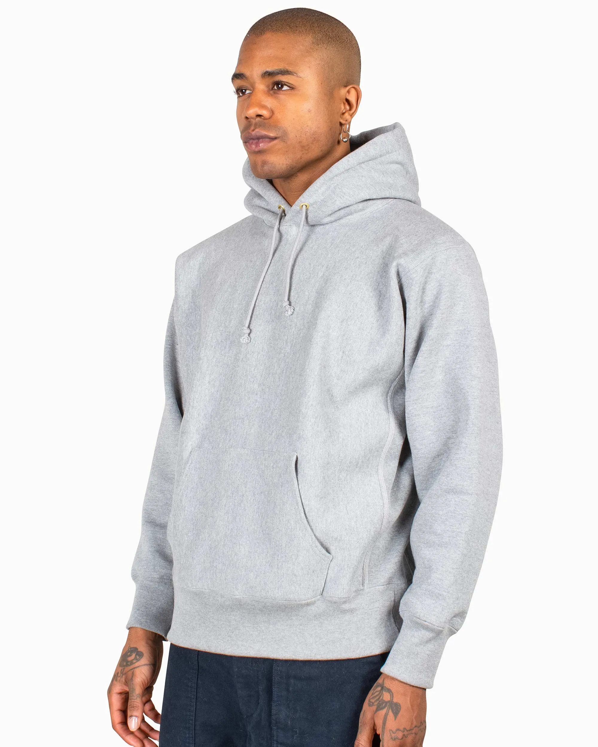 The Real McCoy's MC20113 Heavyweight Hooded Sweatshirt Medium Grey right for spring Relaxed Comfort