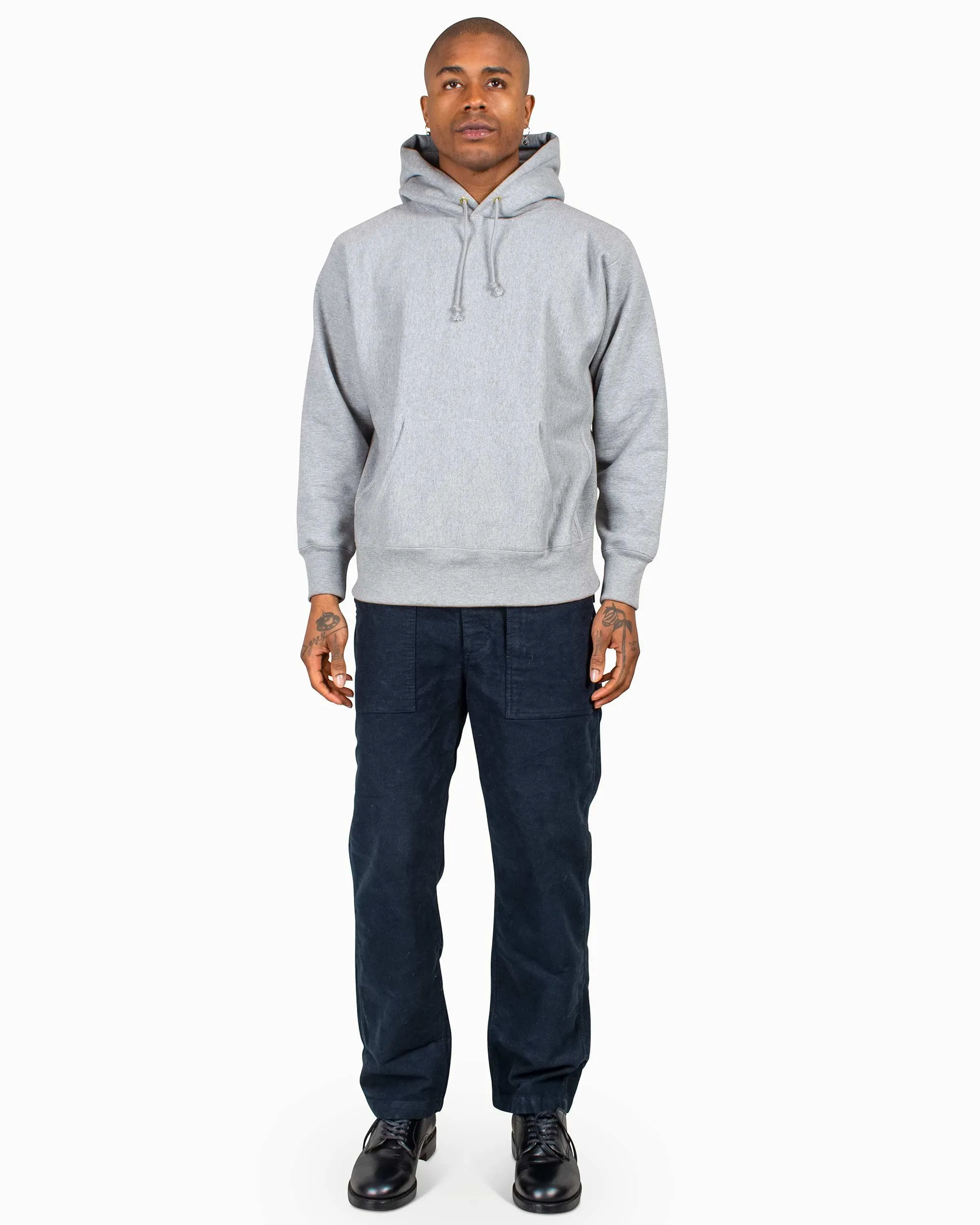 The Real McCoy's MC20113 Heavyweight Hooded Sweatshirt Medium Grey Home Relaxation product fleece lining warmth