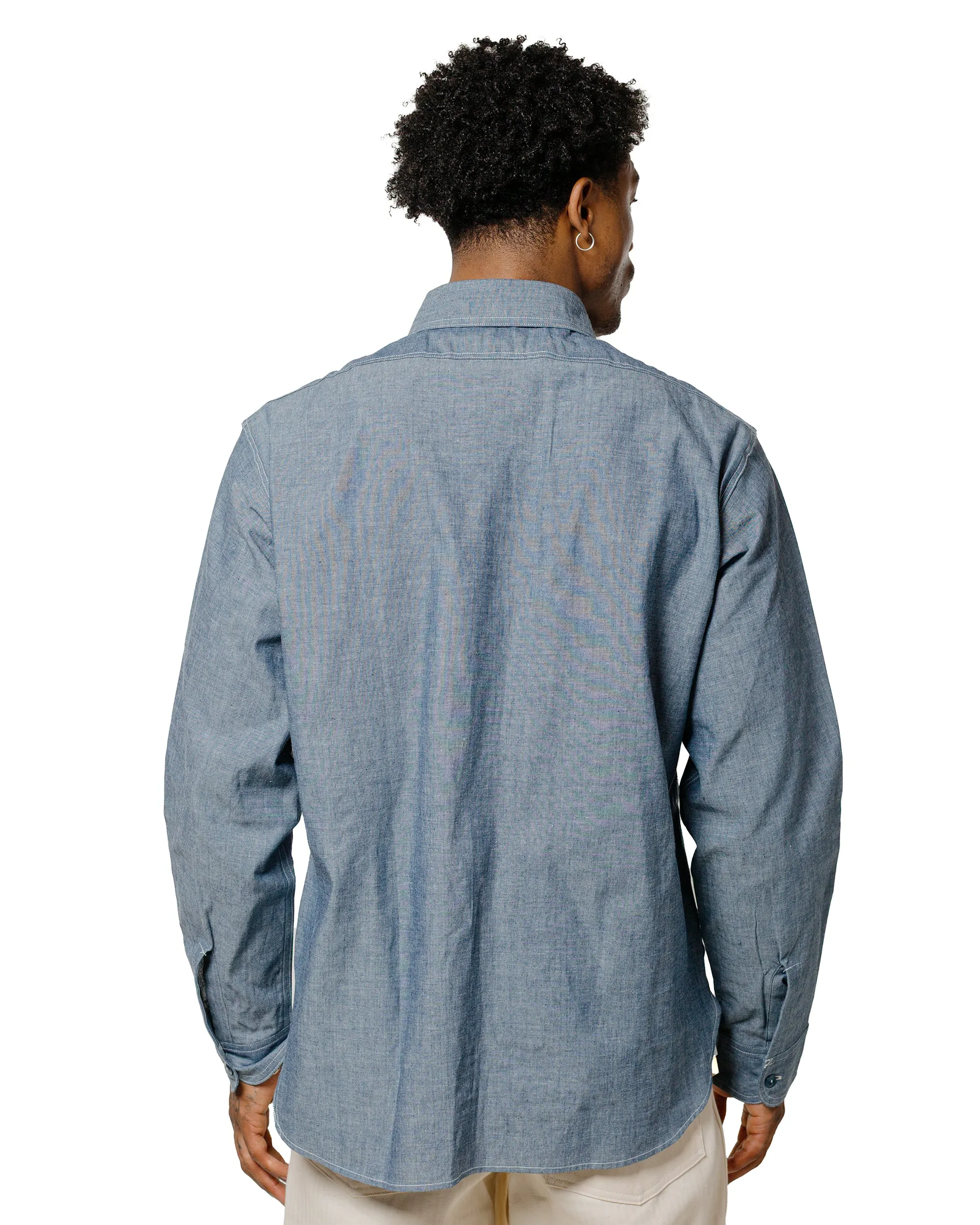 The Real McCoy's MS25003 U.S. Navy Chambray Shirt L/S (Modify) Light Blue Chic Ensemble Summer Must-have