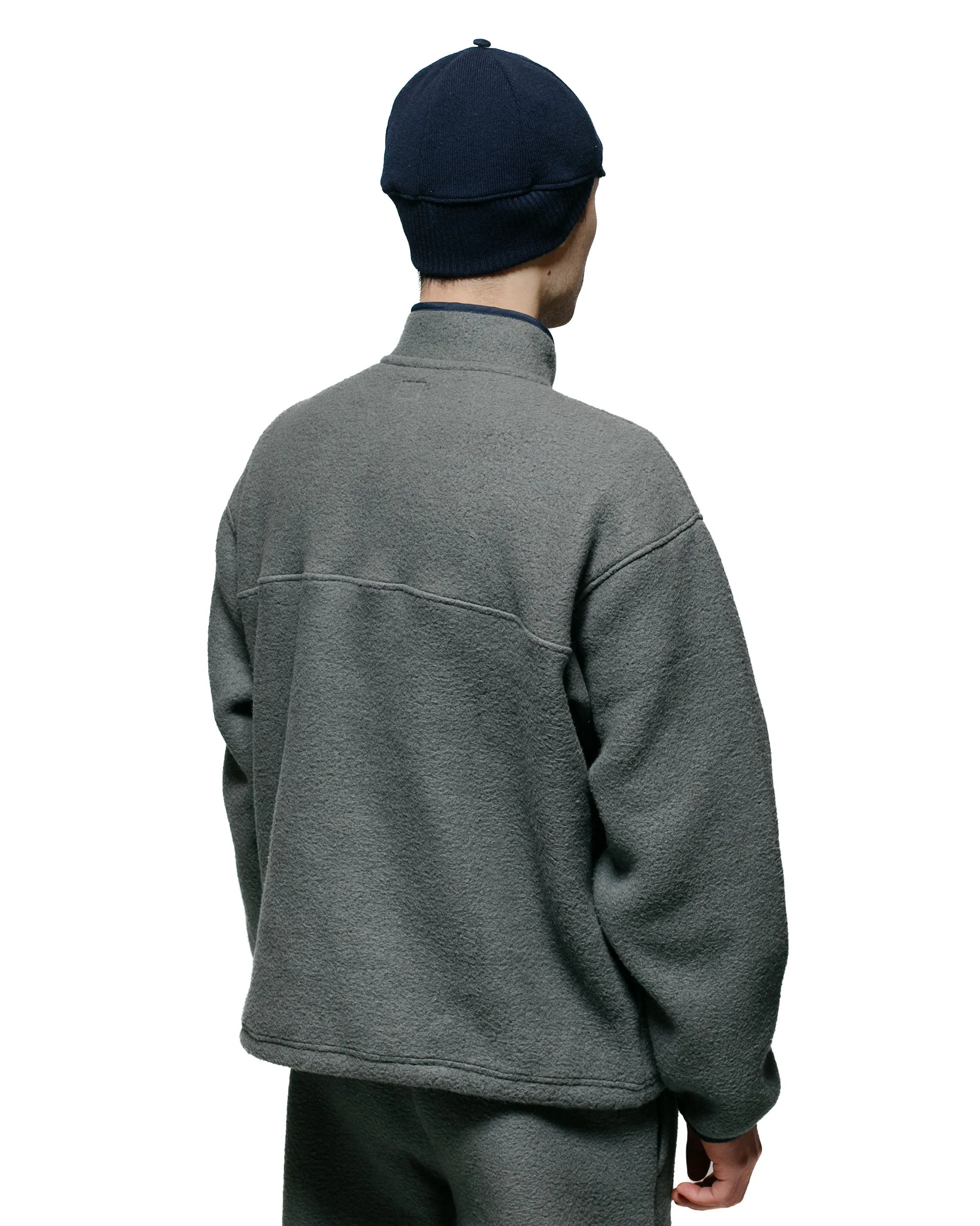 The Real McCoy's MJ23114 Snap Front Pull-Over Fleece Grey Trendy Layered