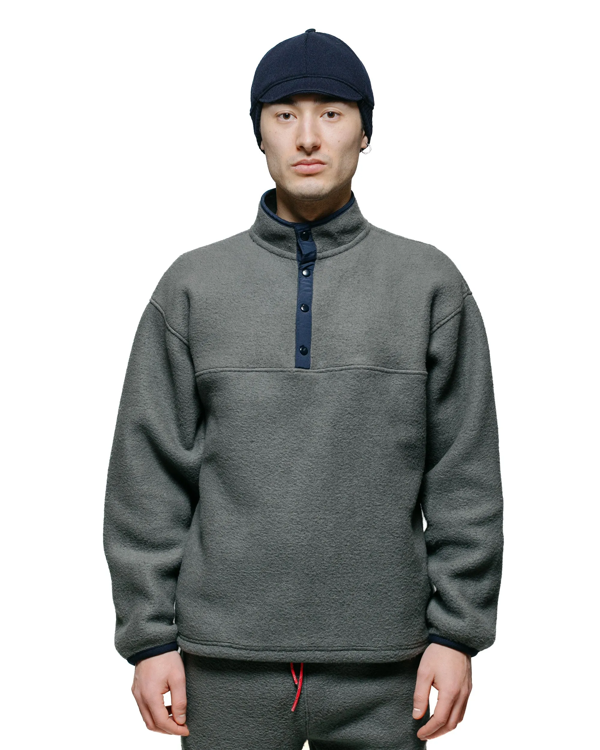 The Real McCoy's MJ23114 Snap Front Pull-Over Fleece Grey product shipping Running Top