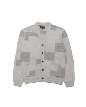 fade resistance Beams Plus Cardigan Patchwork Like Jacquard Grey