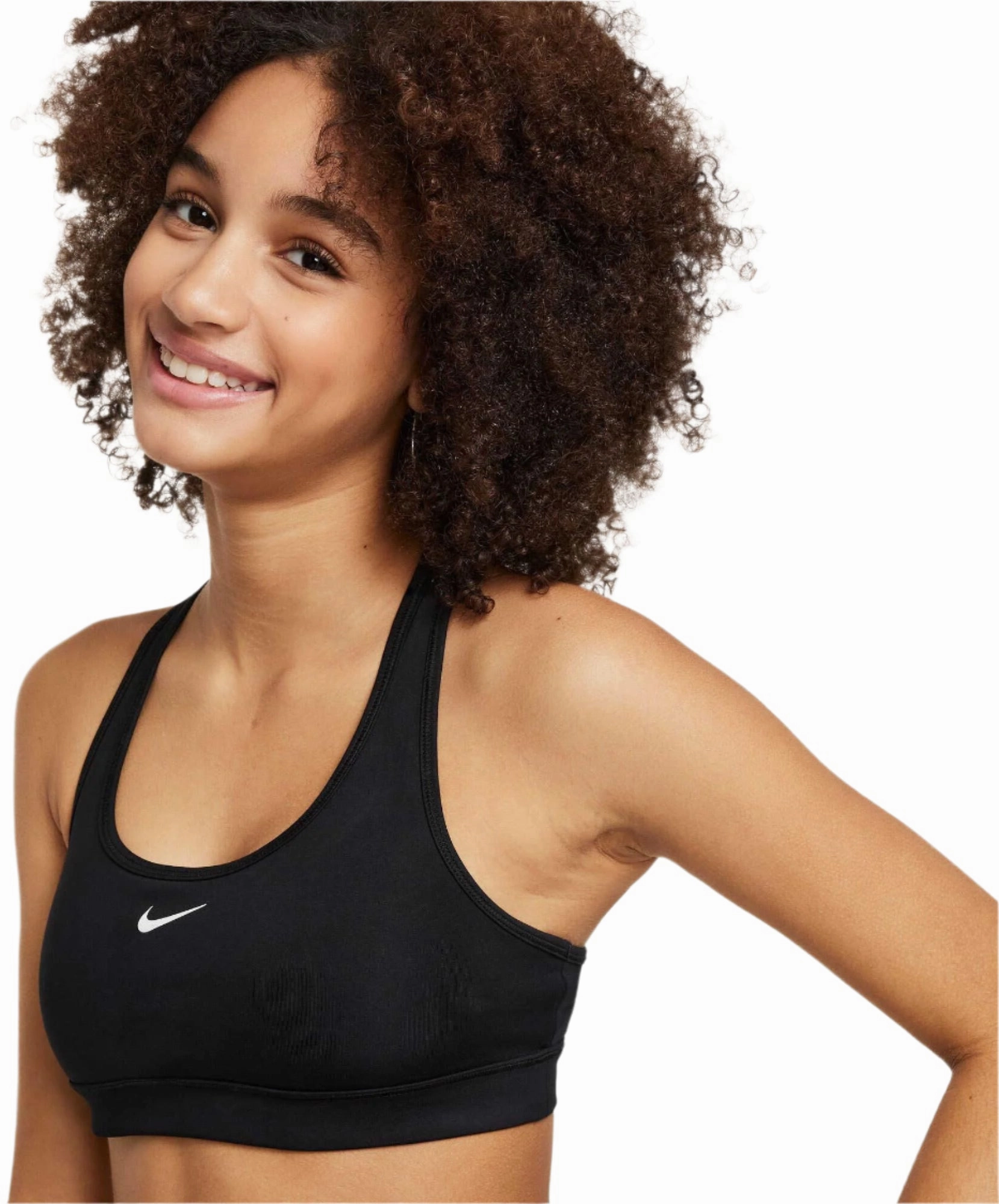 Sleek Stretch Modern Run Nike Swoosh Big Kids Girls Sports Bra