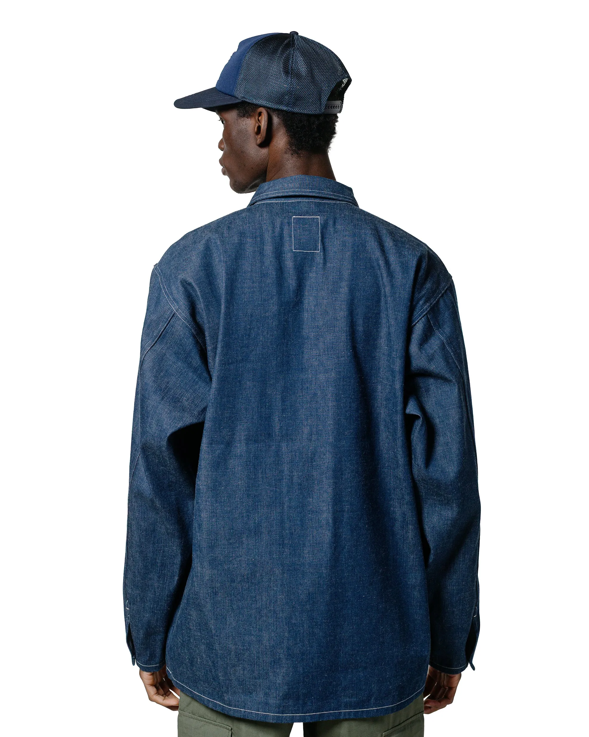 The Real McCoy's MJ25005 Jumper, Working, Denim, Blue Indigo All Day Comfort Tech Short Sleeve