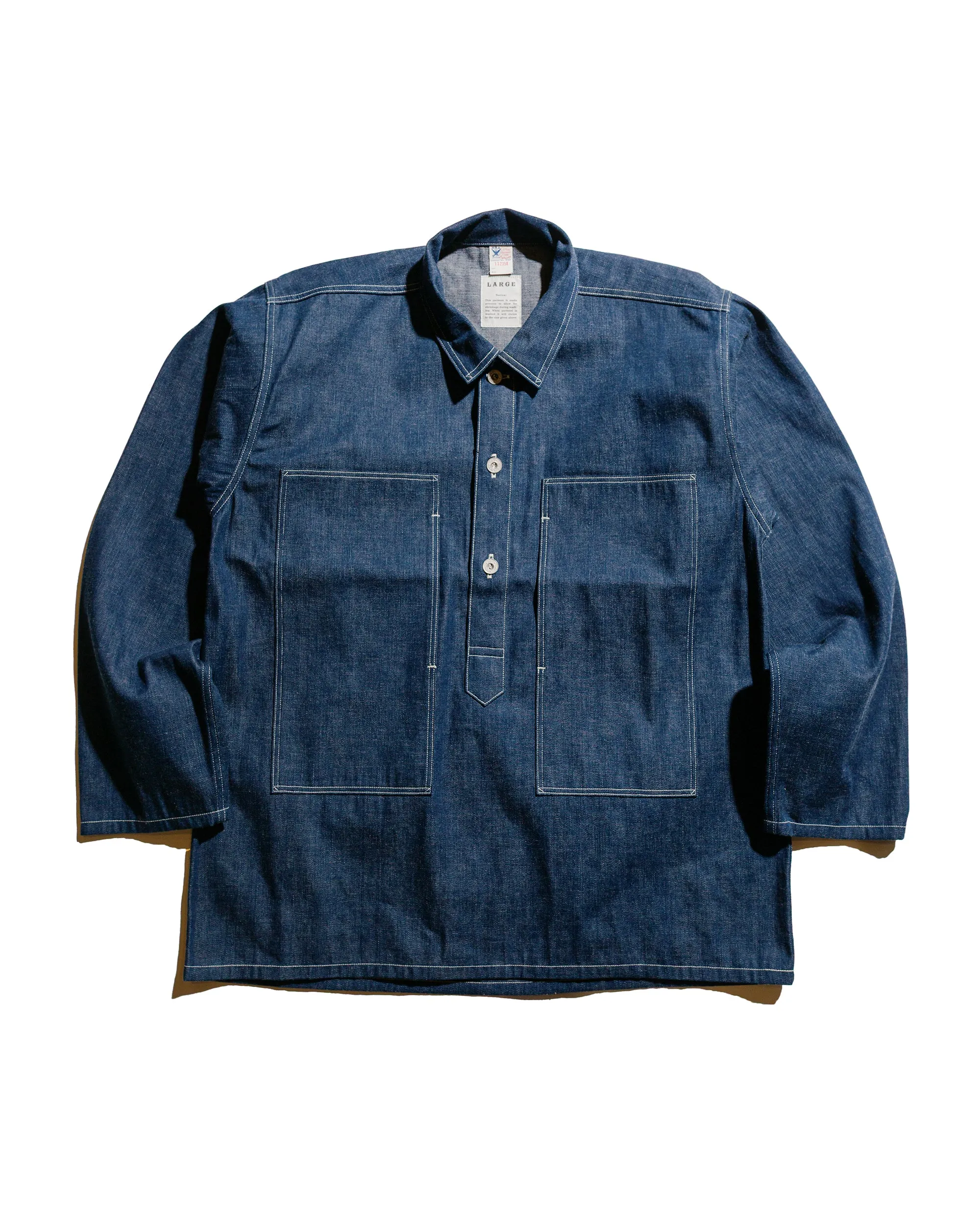 Lightweight Construction Weekend Style The Real McCoy's MJ25005 Jumper, Working, Denim, Blue Indigo