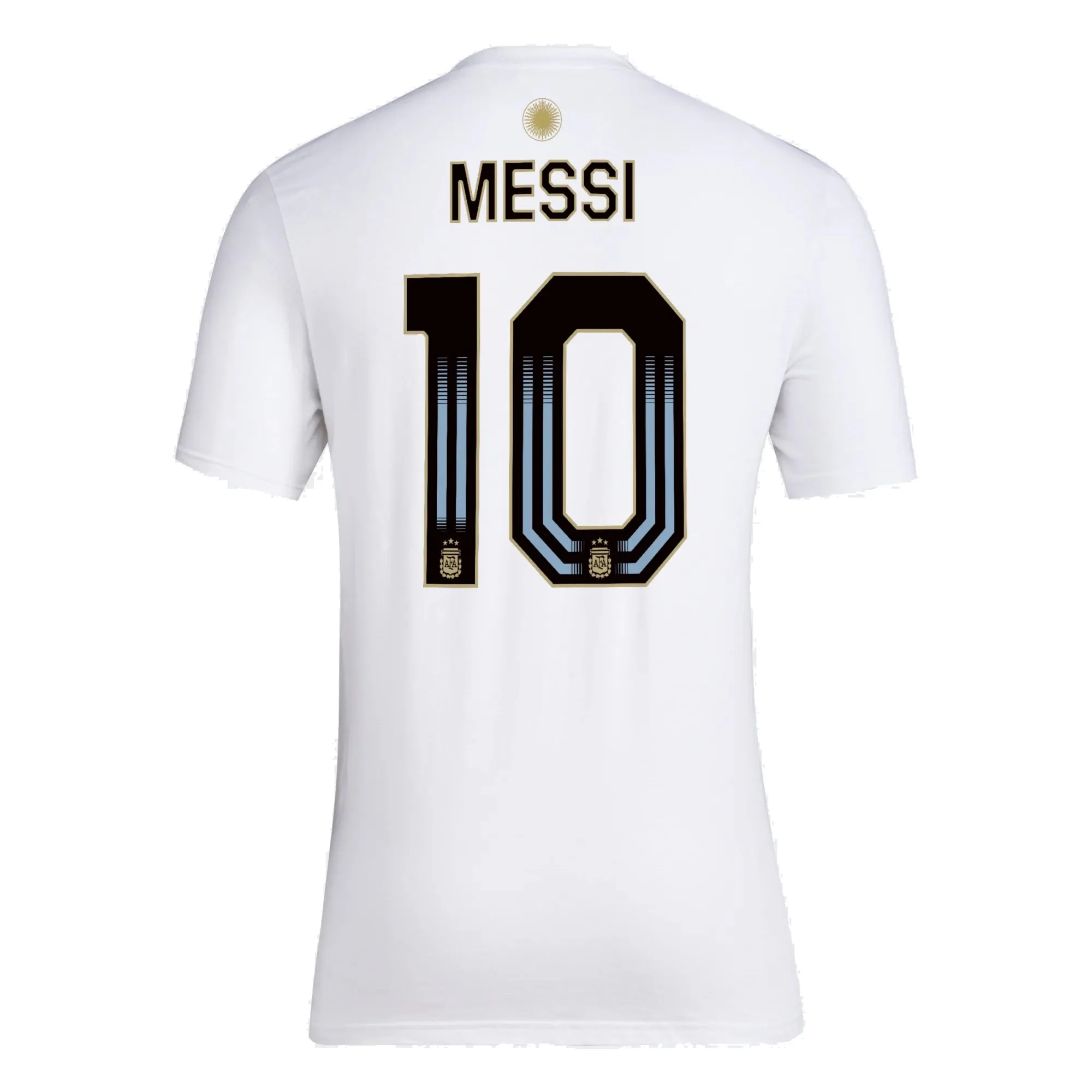 No Resistance Smooth Lock Stitching adidas Messi Argentina T-Shirt (White)