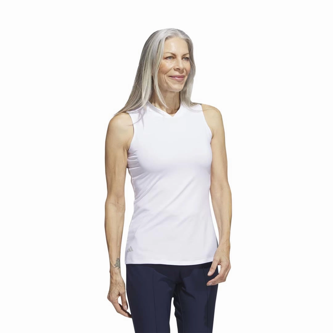 Brushed Fleece Lining Sweat Zone adidas - Women's Embossed Sleeveless Polo (HY7170)