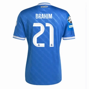 Dynamic Wear Sweat Zone adidas Brahim Men's Real Madrid Third Jersey 25/26 w/ Champions League Patches (Blue/White)