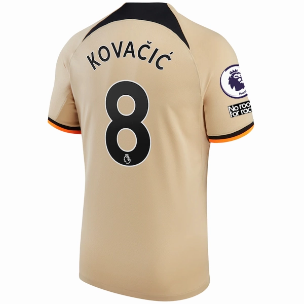 Nike Chelsea Mateo Kovacic Third Jersey w/ EPL   No Room For Racism   Club World Cup Patches 22/23 (Sesame/Black) Quick Motion