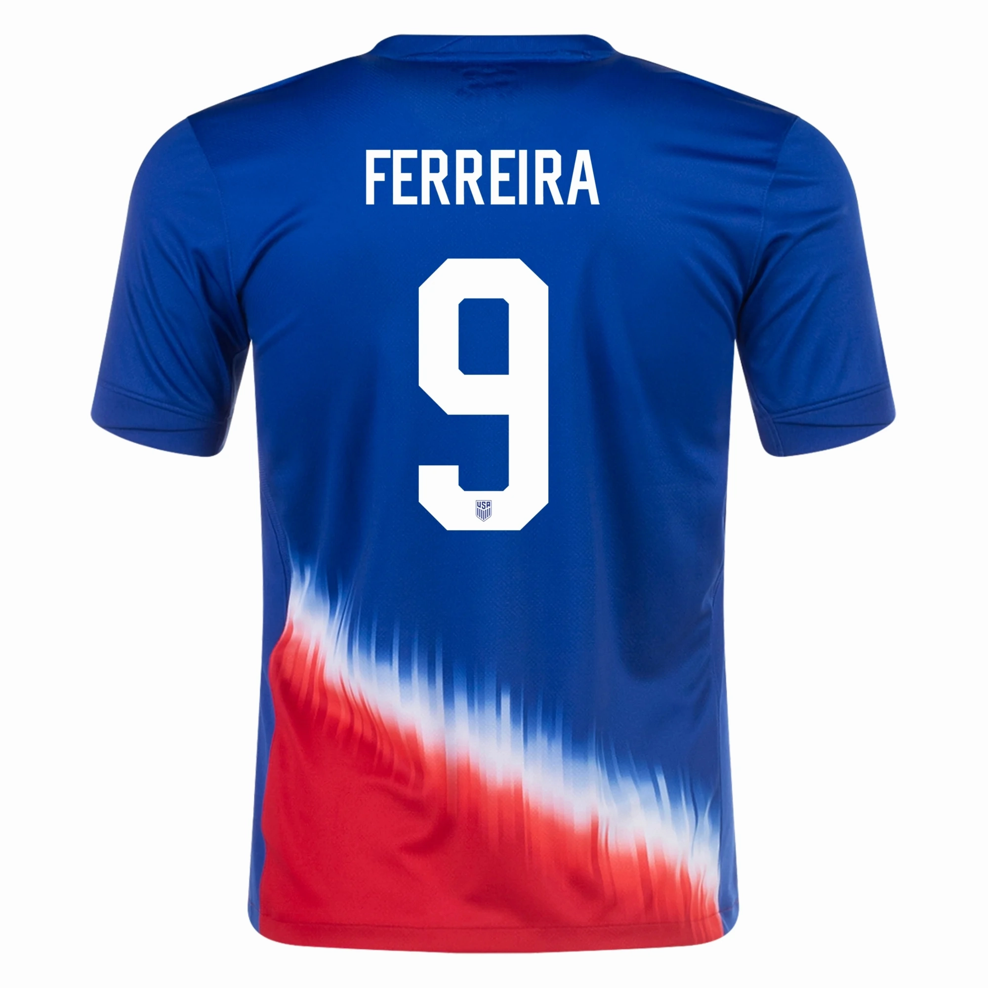 Nike Mens United States Jesus Ferreira Away Jersey 24/25 (Old Royal/Sport Red) Power Form Athletic Ribbed Cuffs