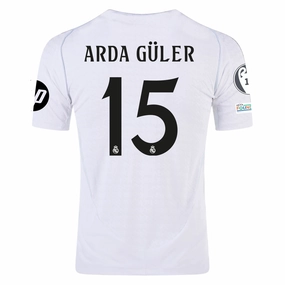 adidas Real Madrid Authentic Arda Guler Home Jersey w/ Champions League Patches 24/25 (White/Black) workout mode Functional Gear