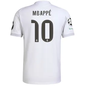 Pro Fit adidas Kylian Mbappe Real Madrid Authentic Home Jersey 25/26 w/ Champions League Patches (White)