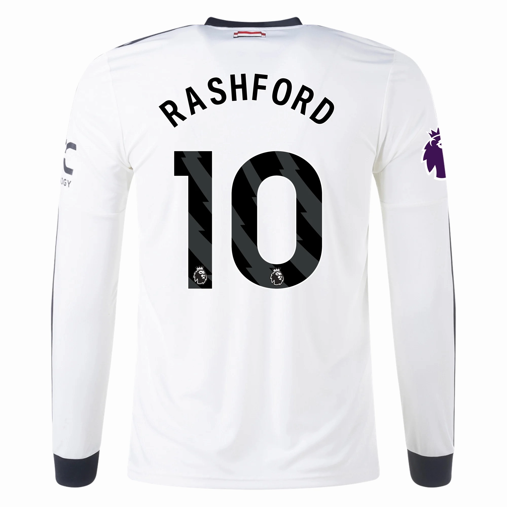 Ultra Soft Feel Wicking Fiber Technology adidas Manchester United Marcus Rashford Third Long Sleeve Jersey w/ EPL Patch 24/25 (Off White)