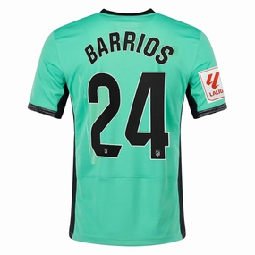 Ultra Comfort Nike Atletico Madrid Pablo Barrios Third Jersey w/ La Liga Patch 23/24 (Spring Green/Black)
