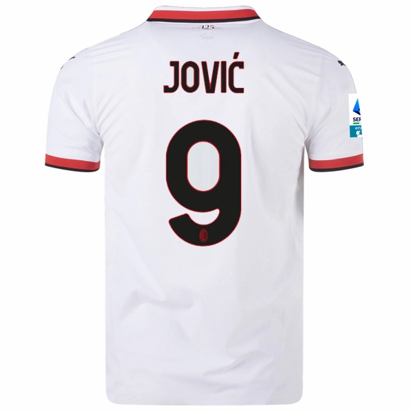 Puma AC Milan Authentic Luka Jovi? Away Jersey w/ Series A Patch 24/25 (Puma White) Mesh Ventilation Panels