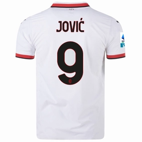 Puma AC Milan Authentic Luka Jovi? Away Jersey w/ Series A Patch 24/25 (Puma White) Full Zip Option Tear Resistant Weave