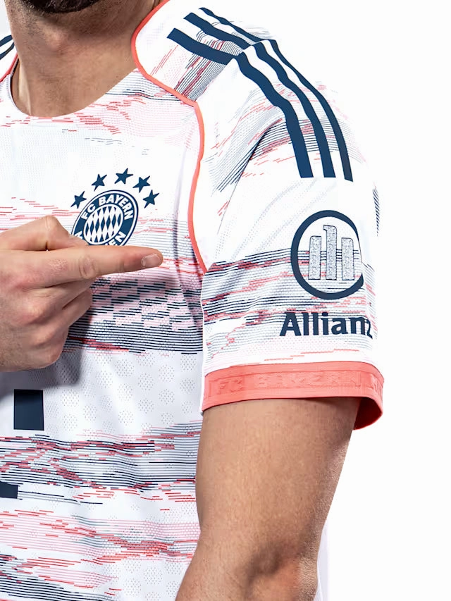 Odor Resistant Fabric adidas Laimer Authentic Away Jersey 25/26 w/ Sponsor   Meister Bundesliga Patch (White/Red)